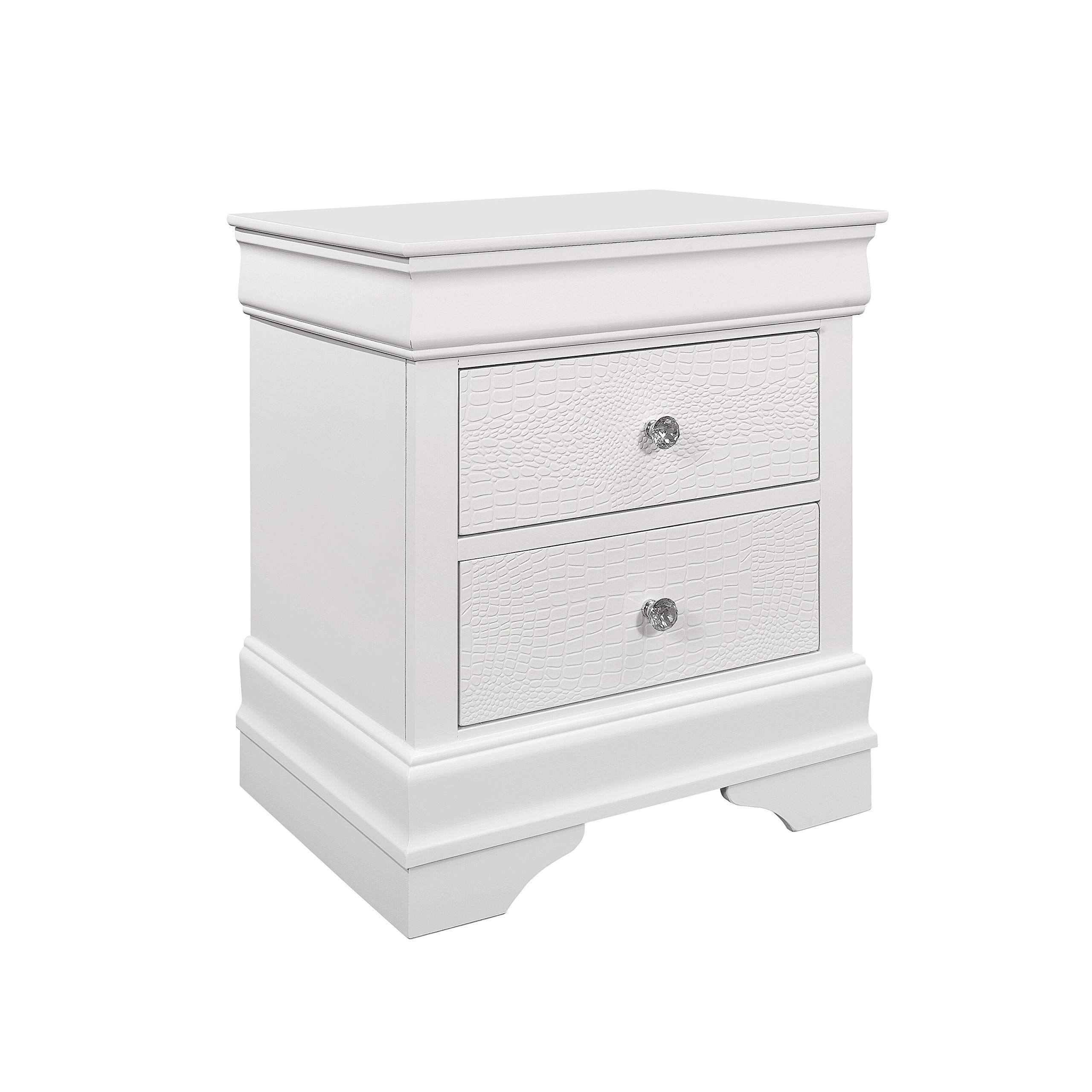 Pompei Metallic White Nightstand - Modern Bedside Table with Storage | Stylish & Durable Bedroom Furniture for Home Decor | Perfect for Bedrooms, Guest Rooms & Apartments