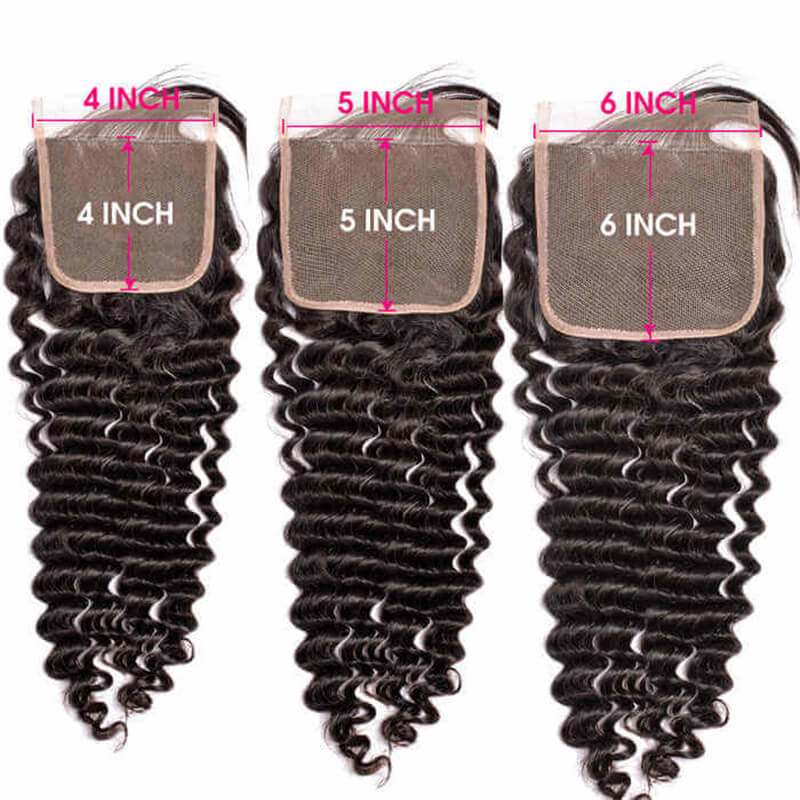 Eullair Deep Wave Bundles with Closure 3/4 PCS - 4x4 5x5 6x5 HD Lace Closure Human Hair Weave - Perfect for Natural Hairstyles, Sew-Ins & Protective Styling