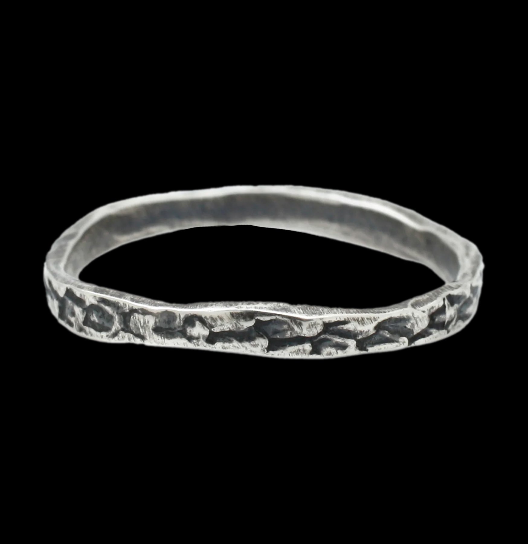 Oxidized Silver Snakeskin Stacker Ring for Women - Vintage Boho Stackable Rings - Perfect for Layering & Everyday Wear