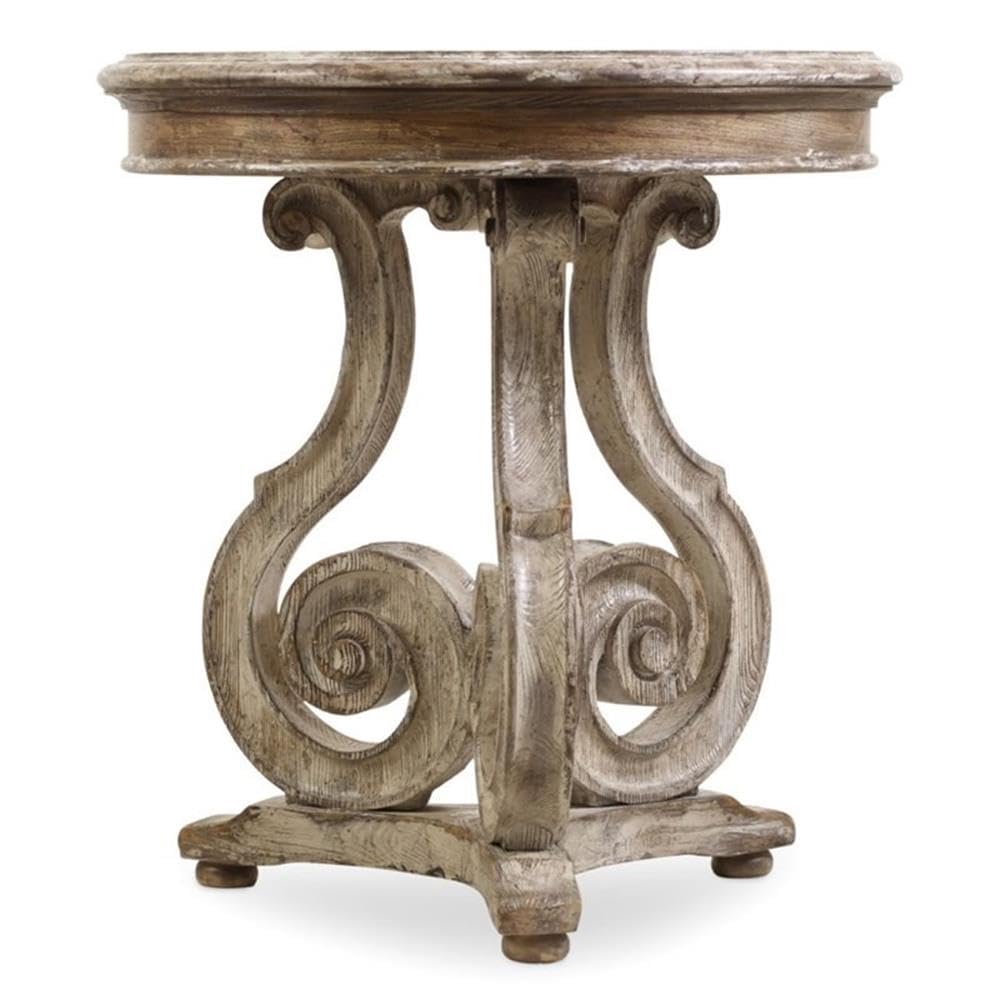 Beaumont Lane Cedar Way Scroll Accent Table - Caramel Frost Finish - Elegant Side Table for Living Room, Bedroom & Entryway Decor