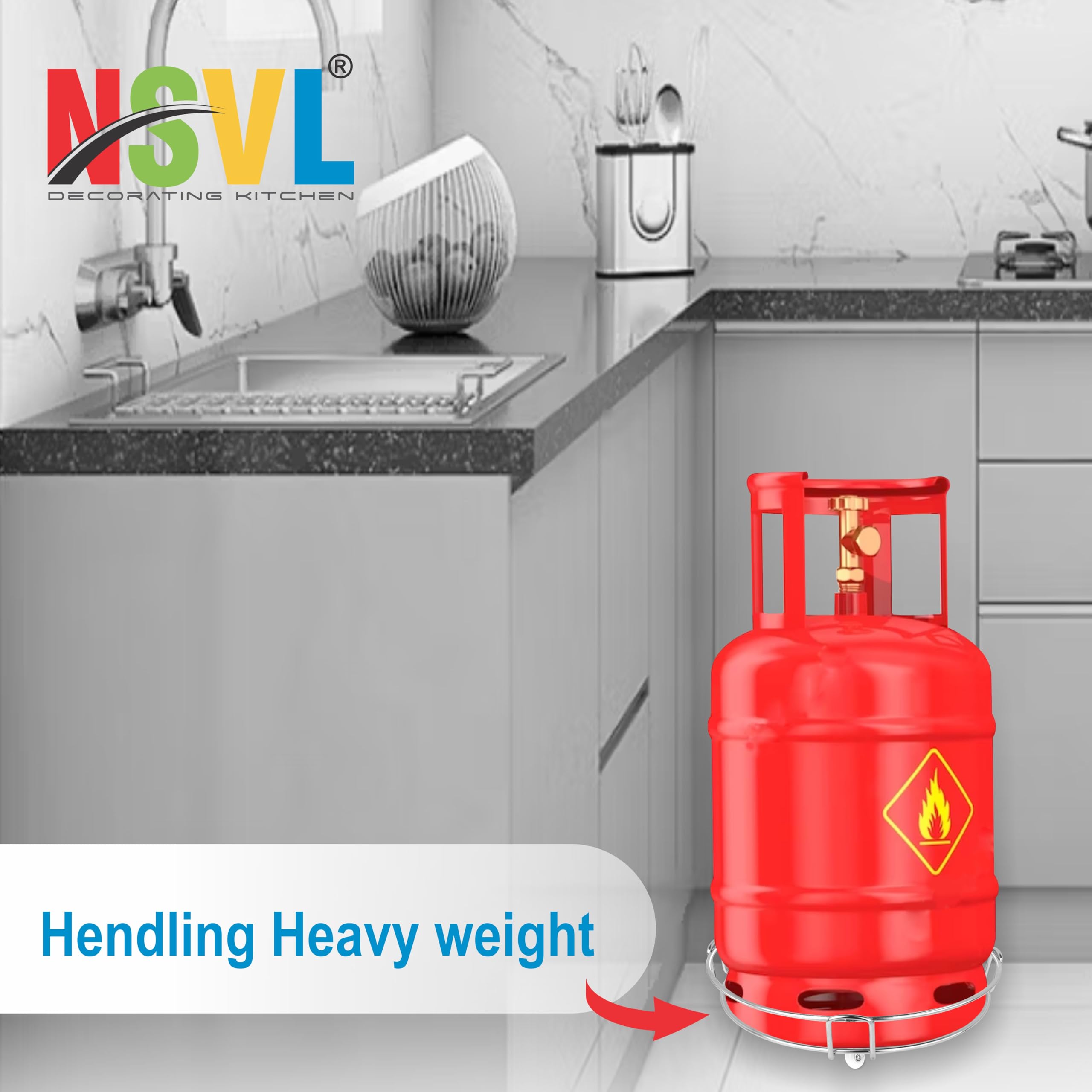 Heavy Duty Stainless Steel Gas Cylinder Trolley with Wheels - Portable LPG Cylinder Stand for Home, Workshop & Industrial Use