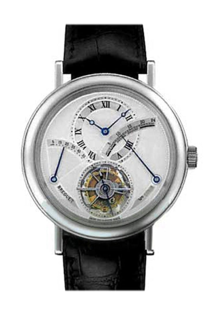 Breguet 3657PT Tourbillon Platinum Men's Watch with Silver Dial & Black Leather Strap - Luxury Dress Watch for Business, Formal Events & Collectors
