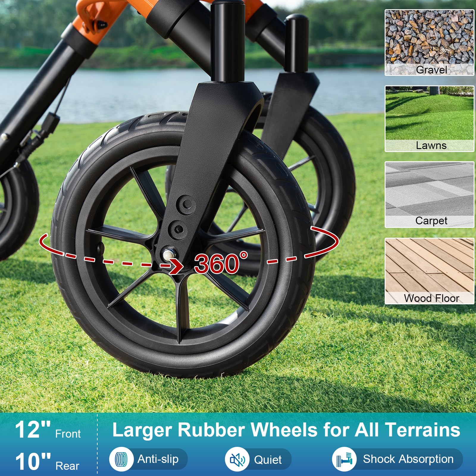 **All-Terrain Rollator Walker with Seat & Backrest for Seniors - 12