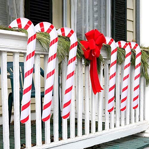 Tetor Inflatable Christmas Candy Canes - 6 Pack Outdoor Holiday Decorations for Xmas Party, Yard, Lawn & Home Decor | Waterproof LED Lighted Decor for Festive Season