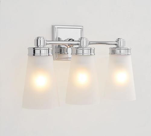 Pottery Barn Pearson Triple Sconce Bathroom Light Fixture - Chrome Finish, Dimmable LED Vanity Lighting for Bathroom, Bedroom & Hallway