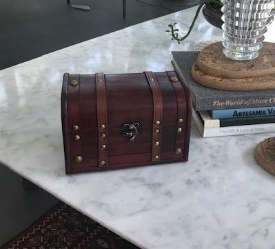 Handcrafted Wooden Treasure Chest with Leather Accents - Decorative Storage Box with Lock & Lid for Home Décor, Jewelry, Keepsakes & Small Valuables - Perfect for Bedroom, Living Room & Office Organization
