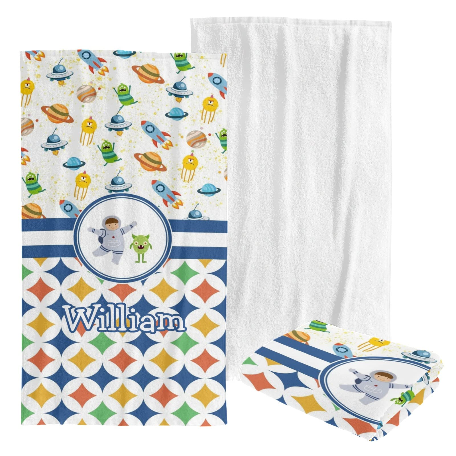 Custom Personalized Beach Towel - Large Soft Quick Dry Bath Towel Blanket for Swimming, Pool, Travel - Space Themed Design for Kids, Men, Women, Boys & Girls - Perfect for Beach Vacation, Summer Outing & Water Activities