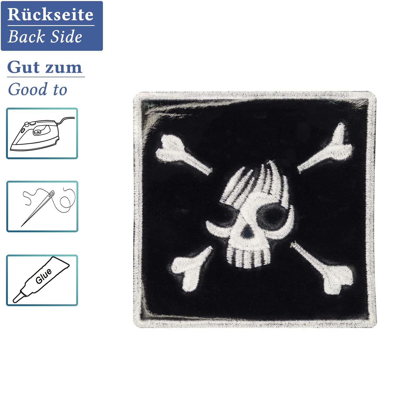 JOLLY ROGER PIRATE Skull Iron-On Patch - Pirates of The Caribbean Inspired Embroidered Badge for Jackets, Hats & Backpacks - Perfect for Halloween Costumes & Pirate Theme Parties