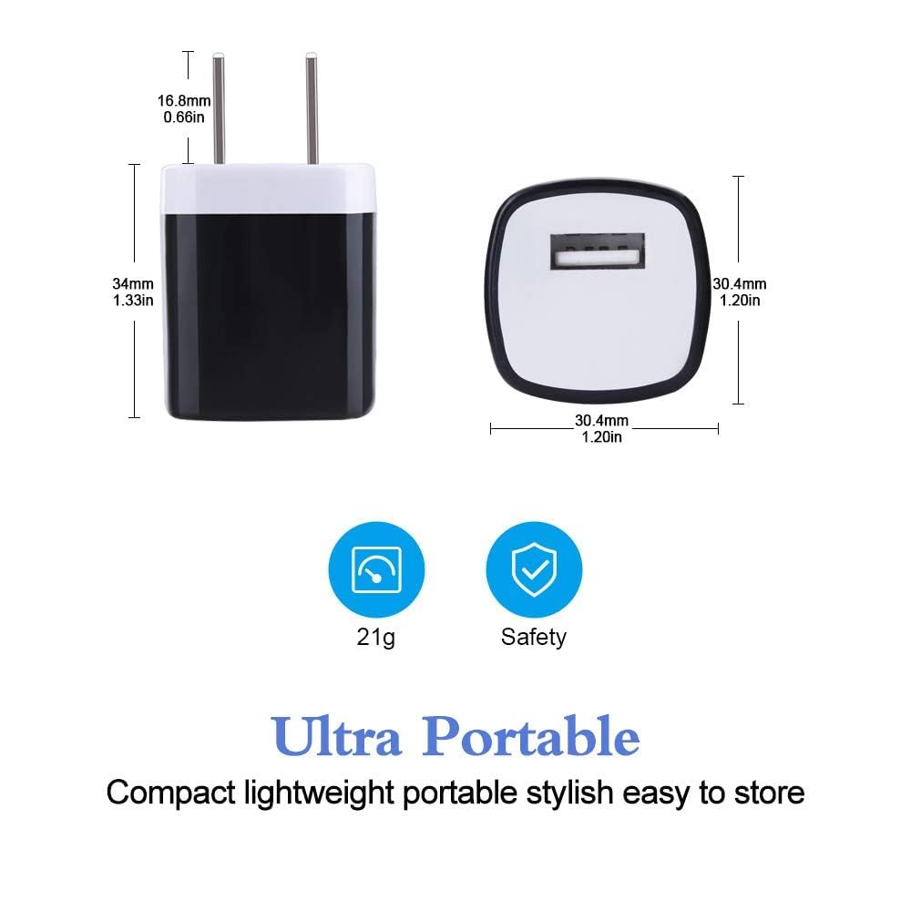HOOTEK 10-Pack USB Wall Charger Cube - 1A/5V Fast Charging Block Adapter for iPhone 16/15/14/13/12 Pro Max, Samsung Galaxy, LG, Moto - Perfect for Home, Office & Travel Charging Needs