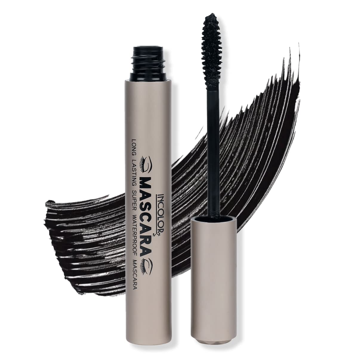 INCOLOR Long-Lasting Waterproof Mascara - Smudge Proof & Volumizing for Men & Women (9ml, Black) - Perfect for Swimming, Workouts & All-Day Wear