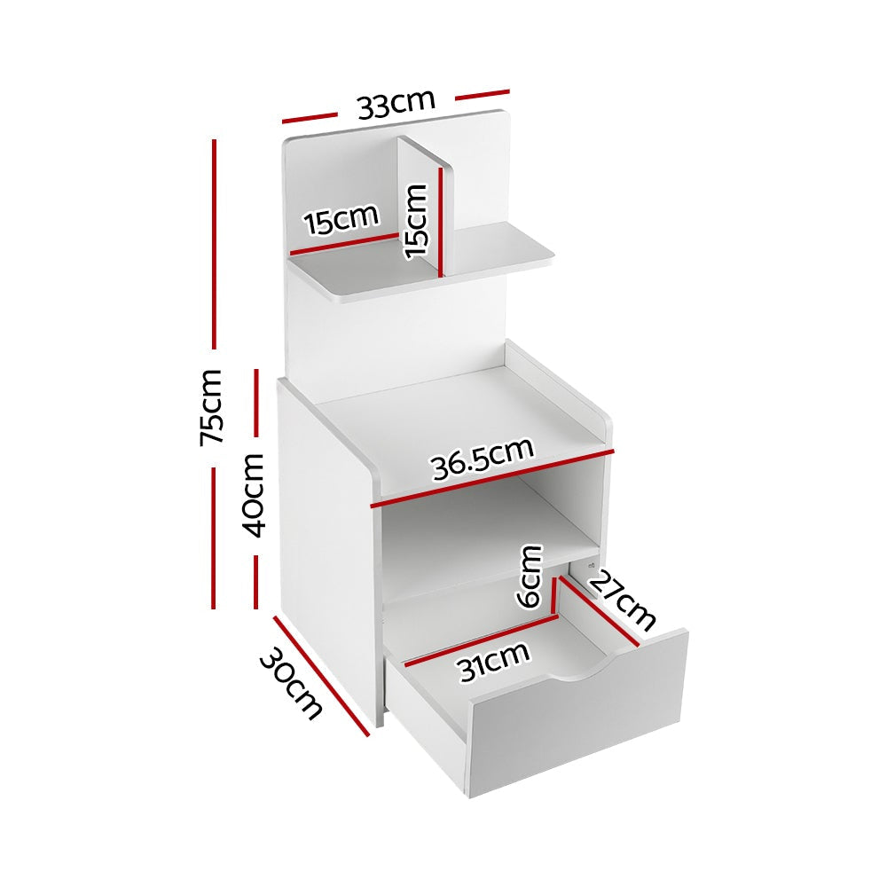 Modern Bedside Table with Drawer and Shelf - Nightstand Storage Cabinet for Bedroom, Living Room & Office - Perfect for Books, Lamps & Essentials