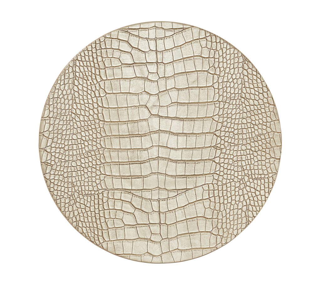 Premium Crocodile Embossed Placemats Set of 4 - Elegant Metallic Finish Table Mats for Dining, Kitchen, and Party Decor - Waterproof & Heat Resistant for Everyday Use