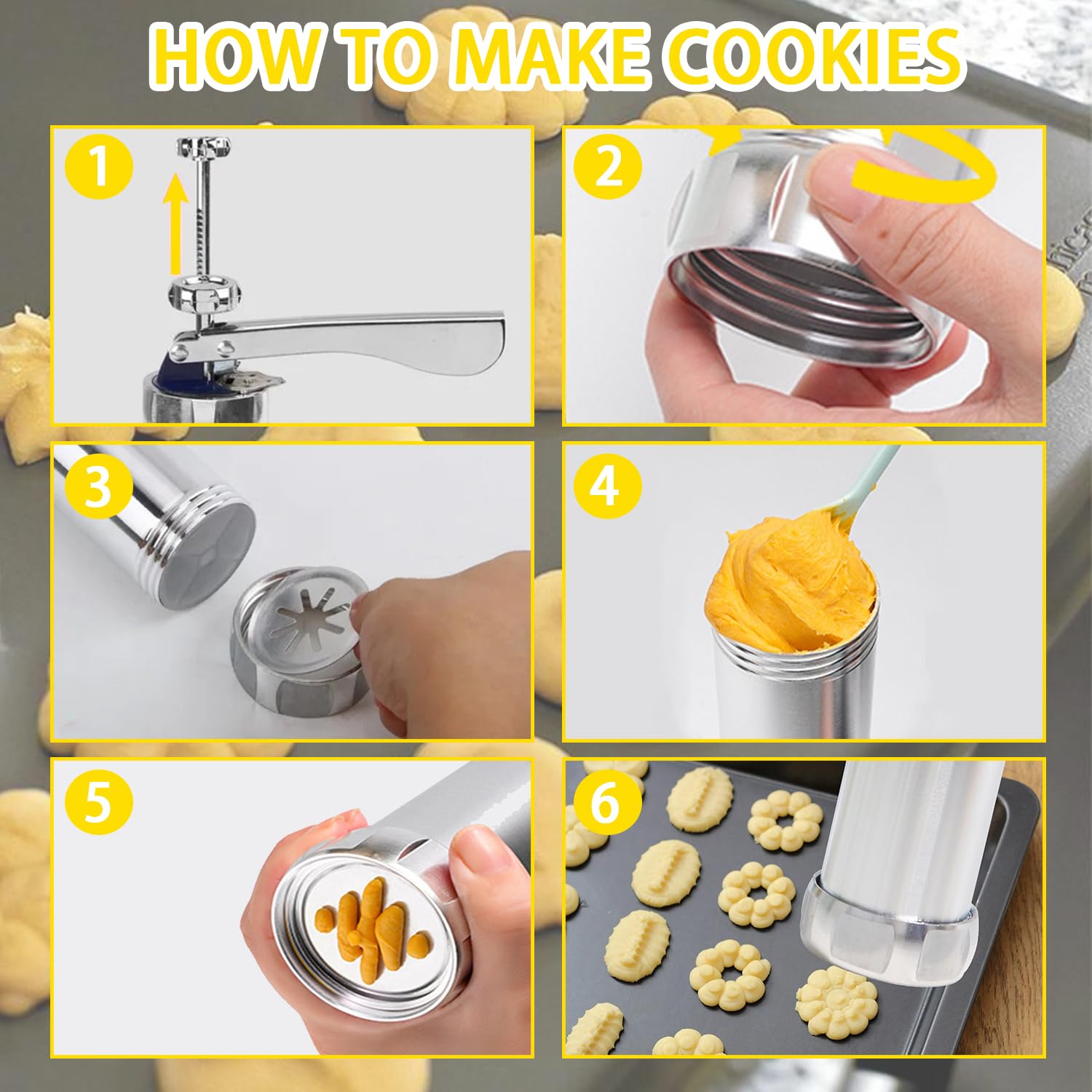 Best Cookie Press Maker Machine - Icing Gun Kit with 20 Discs & 4 Decoration Tips for Home Baking, DIY Cookies, Cakes, Cupcakes - Perfect for Holidays, Parties & Gift Giving