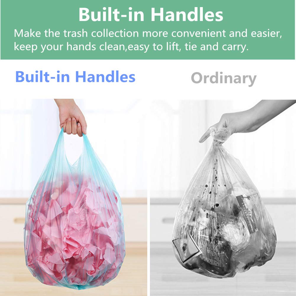 4 Gallon Handle Tie Trash Bags - 100 Count Small Garbage Bags for Office, Kitchen & Bedroom | Strong Colorful Waste Bin Liners | Perfect for Home, Office & Travel Use