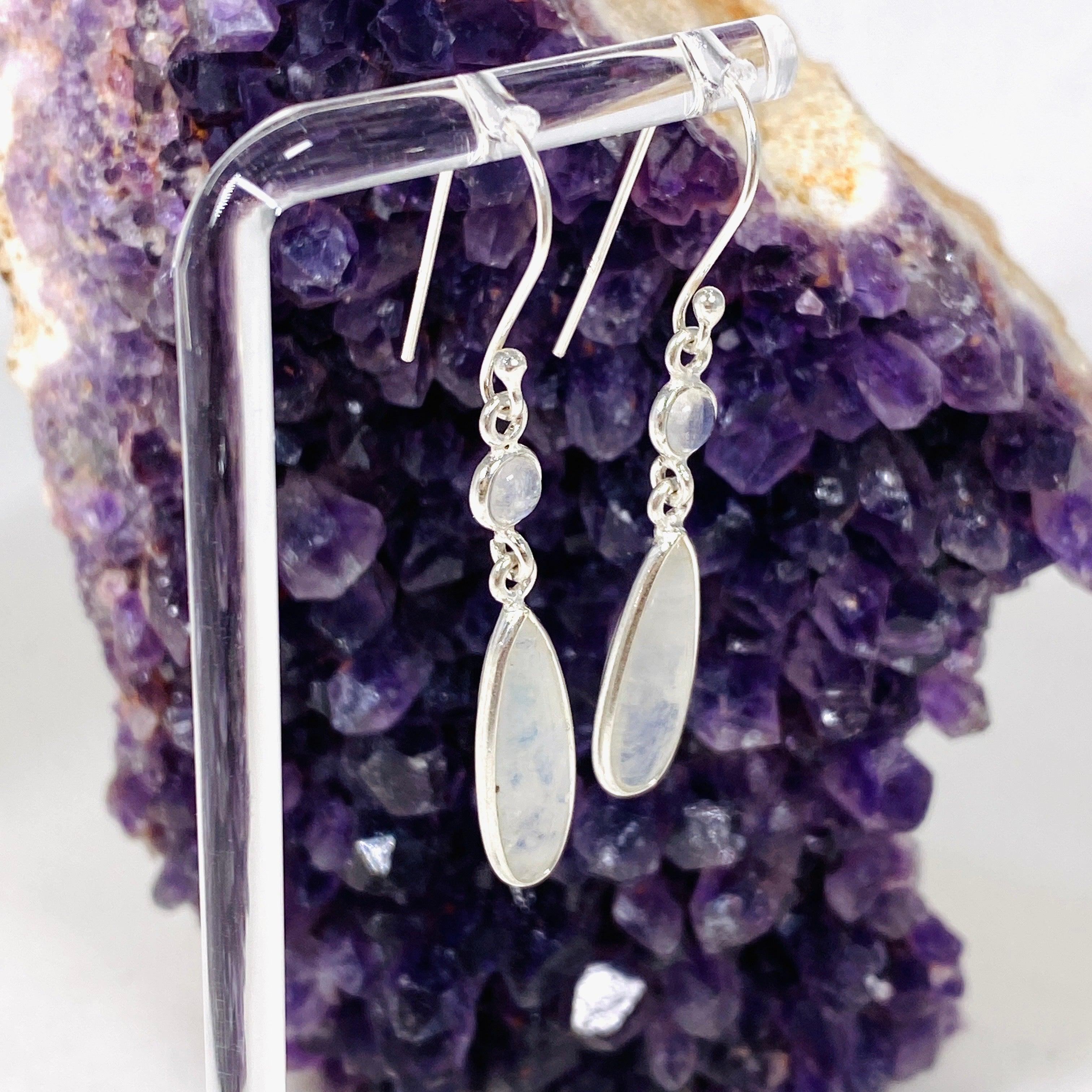 Moonstone Multi Stone Teardrop Earrings KEGJ1403 - Elegant Dangle Jewelry for Women, Perfect for Weddings, Parties & Special Occasions