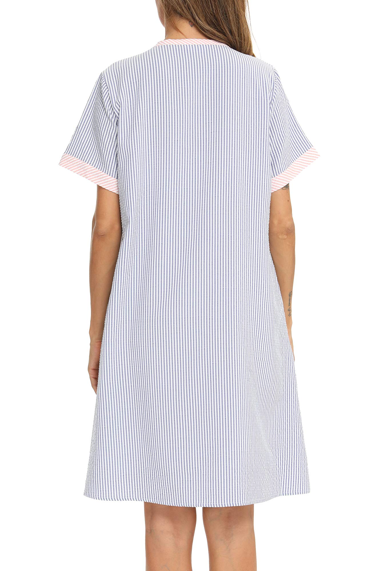 YOZLY Women's Short Sleeve House Dress - Casual Home Robe with Pockets, Lightweight Duster for Lounging, Maternity Nightgown & Morning Coffee | Perfect for Relaxing at Home, Running Errands or Postpartum Comfort