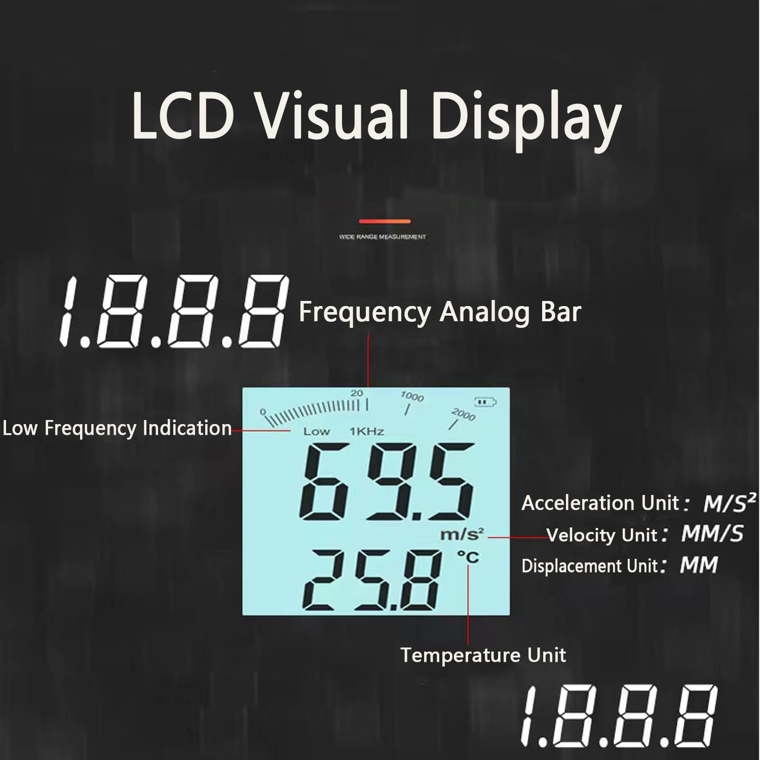 Digital Vibration Meter Analyzer - Professional Vibrometer with Split Probe for Measuring Acceleration, Velocity & Displacement | Mechanical Vibration Tester Sensor | Perfect for Industrial Equipment Maintenance, HVAC Systems & Machine Diagnostics