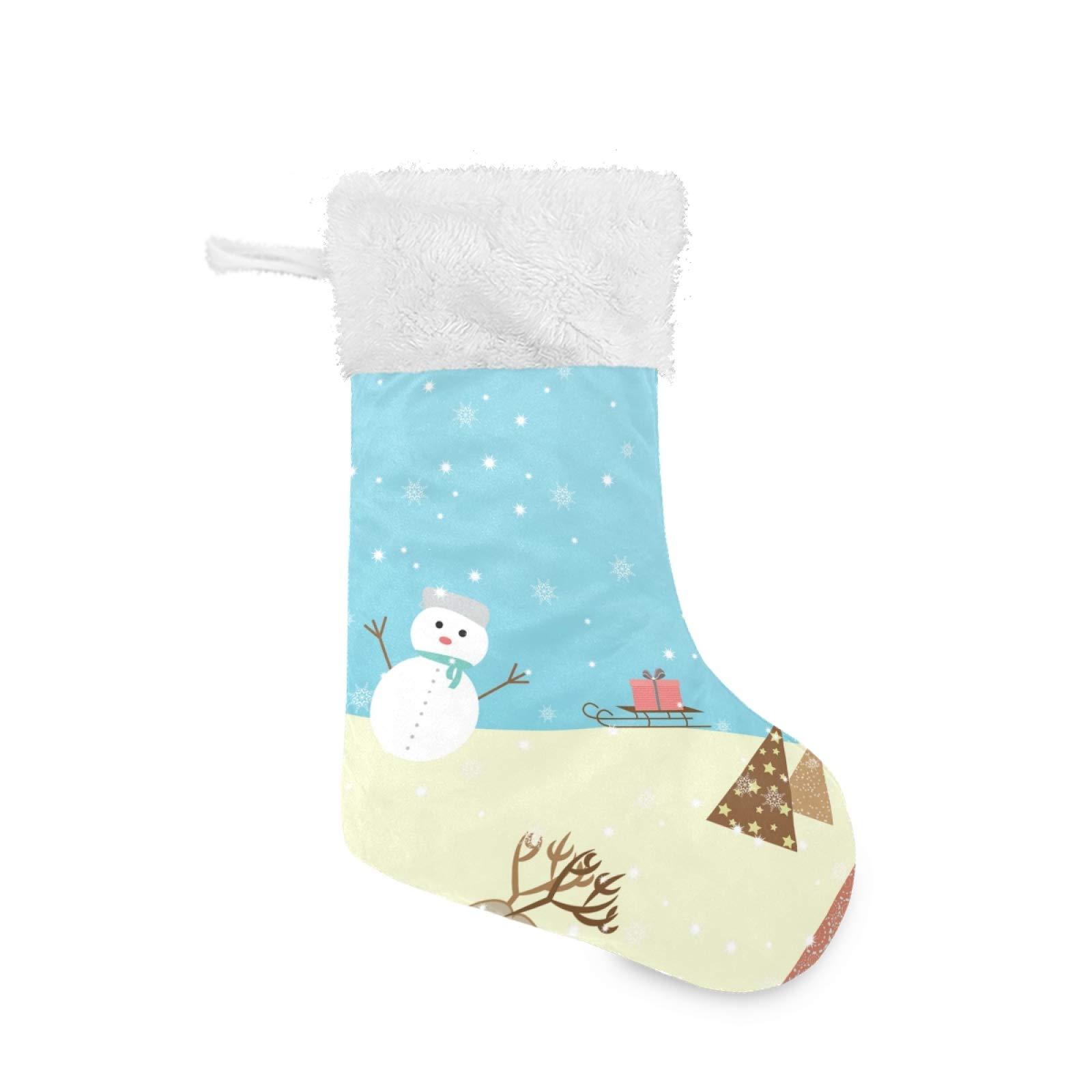 Personalized Large 18 Inch Christmas Stockings - Cute Snowflake Design for Xmas Decorations, Holiday Family Party & Gift Giving | Qilmy Freevector Christmas Village Collection