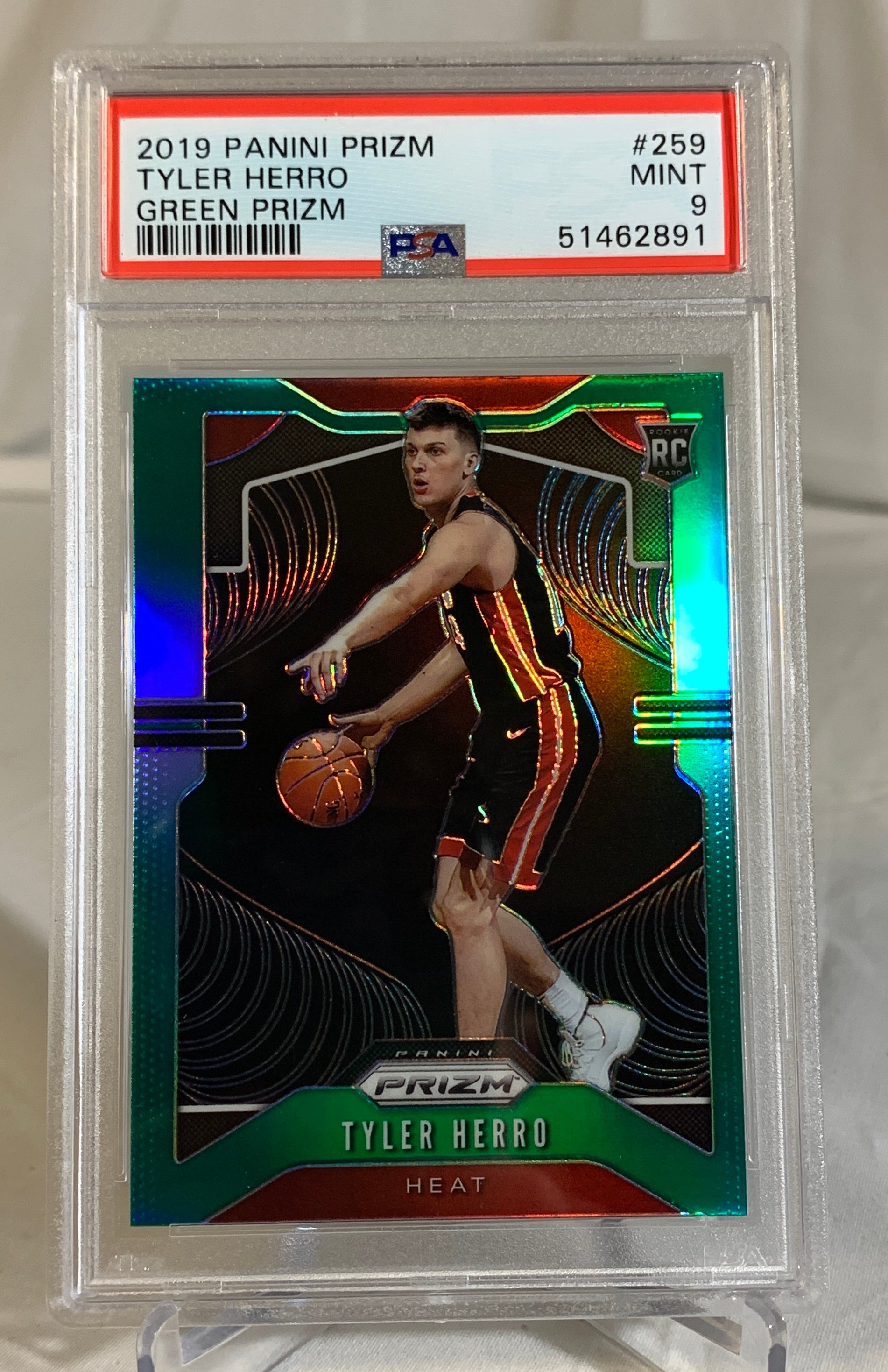 2019-20 Panini Prizm Green #259 Tyler Herro Miami Heat NBA Rookie Card PSA 9 Mint - Perfect for Collectors, Investment & Basketball Fans