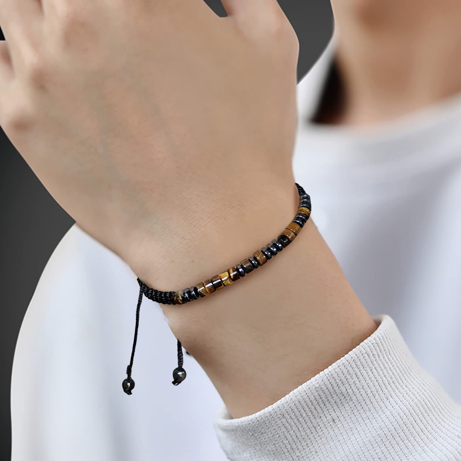 Morse Code Bracelet for Son - Adjustable Inspirational Gift for Men (Tiger Eye Stone) - Birthday & Anniversary Present