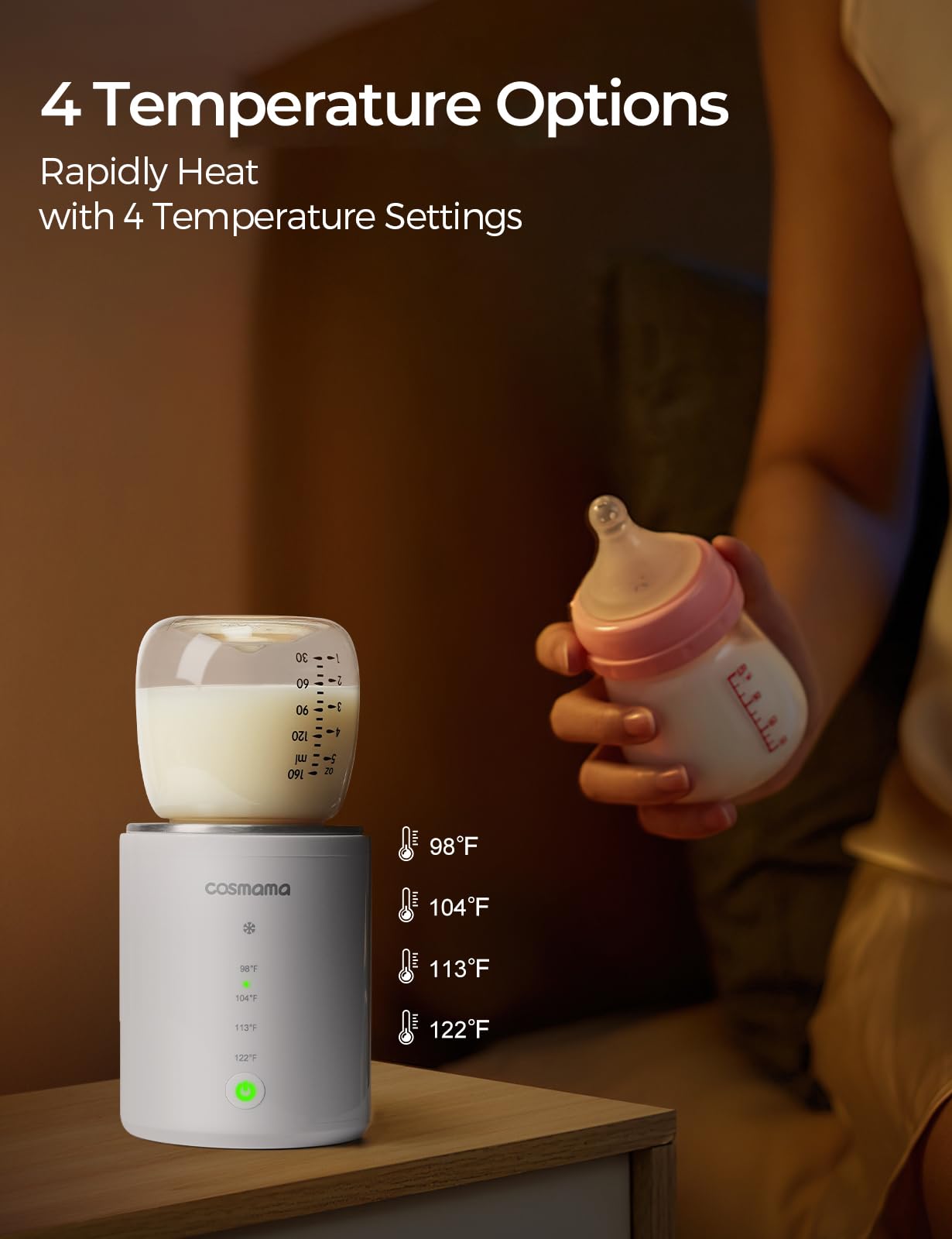 Portable Baby Bottle Warmer - Fast Heating Travel Bottle Warmer with Feeding Bottle | Rechargeable Breastmilk & Formula Warmer for On-the-Go Parents | Perfect for Car, Office & Outdoor Use