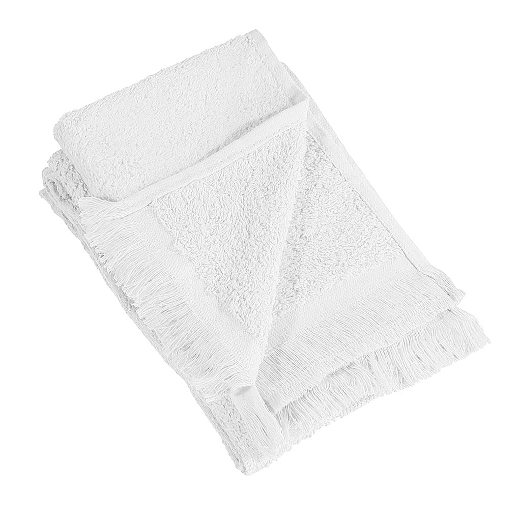 12-Pack Premium 100% Cotton Fingertip Hand Towels | Soft Washcloths 11x18 Inches | White Fringed Bath Towels for Kitchen, Spa & Baby Care | Quick-Drying & Absorbent for Daily Use