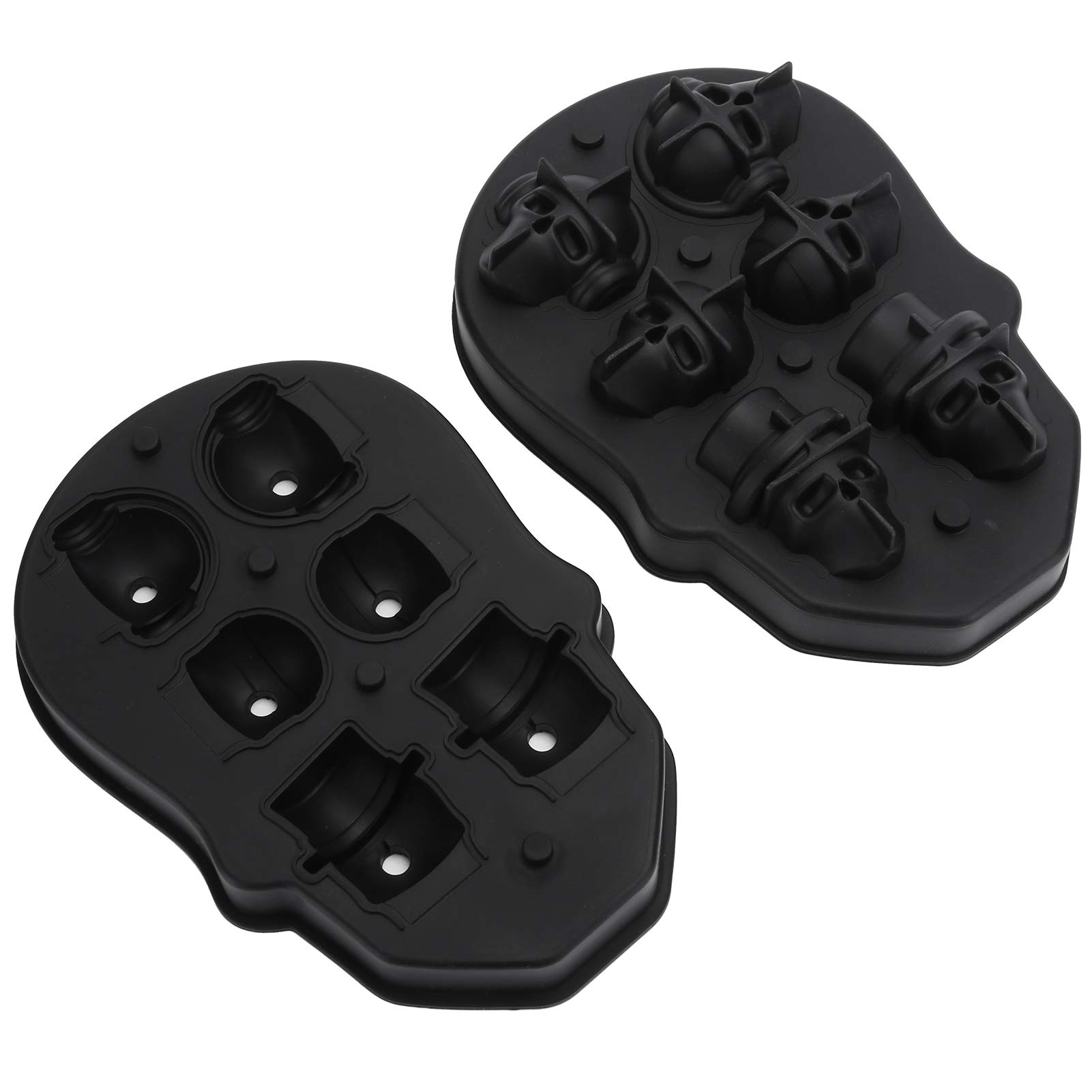 DIYdeg 6-Grid Silicone Skull Ice Cube Mold Tray - Easy Demold for Ice Cubes, Chocolate & Candy - Perfect for Halloween, Cocktails & Party Decor