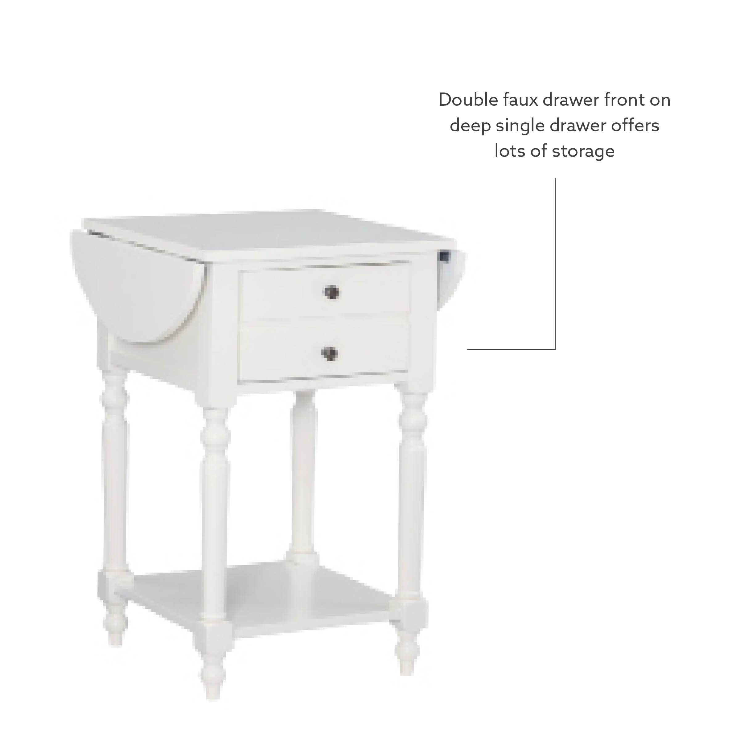 Powell Furniture Shiloh Drop Leaf Accent Table - Antique White Small Side Table for Living Room, Bedroom & Entryway | Compact Space-Saving Design