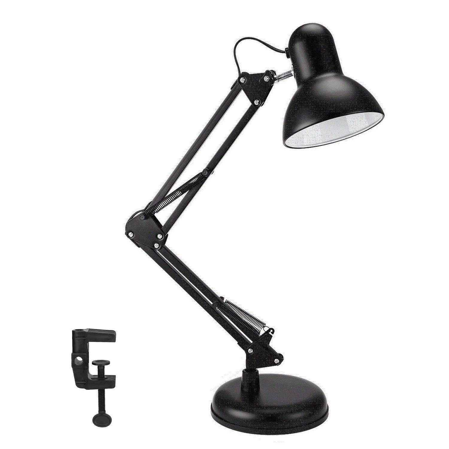 Adjustable Swing Arm Desk Lamp with LED Bulb & Clamp - Metal Architect Table Lamp for Office, Home, Dorm - Perfect for Reading, Studying & Workspace Lighting