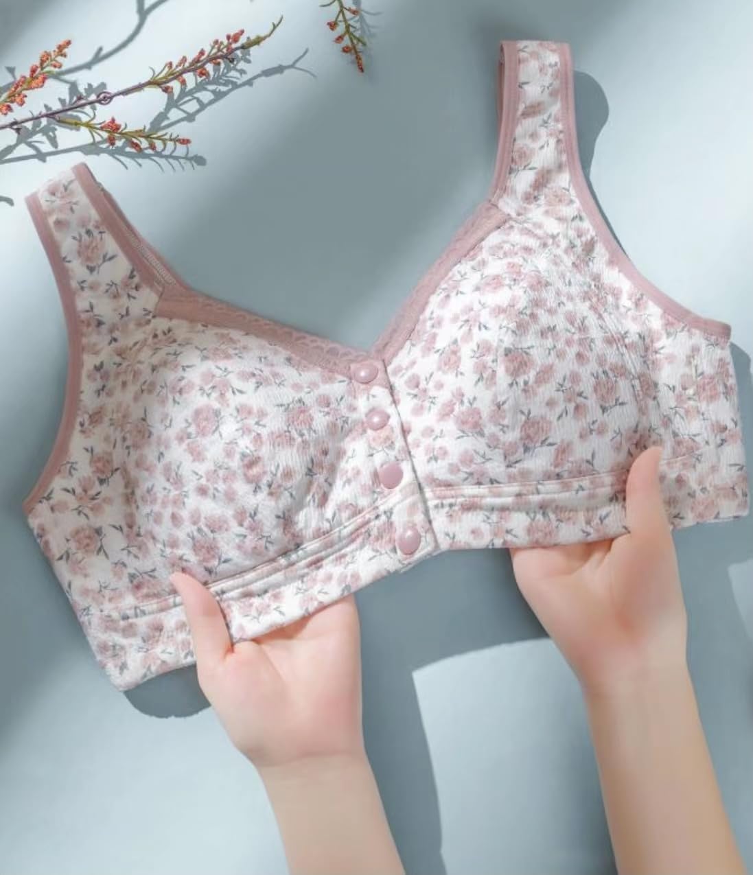3 Pack Women's Plus Size Wireless Sleep Bras - Soft Natural Cotton Front Snap Closure with Removable Pads | Comfortable Lounge & Nightwear for Relaxation at Home