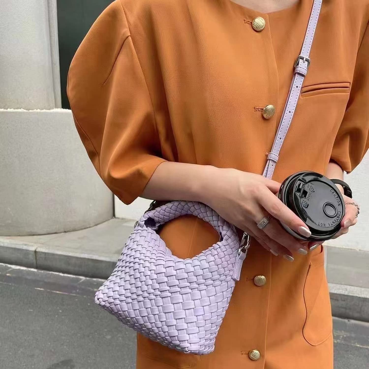 JINMANXUE Small Hand Woven Handbags for Women - Stylish Shoulder Crossbody Purse & Top Handle Hobo Tote Bag - Perfect for Casual Outings, Shopping, and Travel