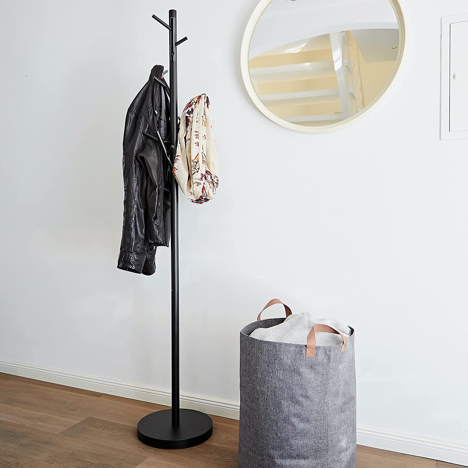 Stylish Wooden Loft Coat Rack with 5 Hooks - Space-Saving Entryway Organizer for Hats, Scarves & Jackets - Perfect for Hallway, Bedroom or Office Decor