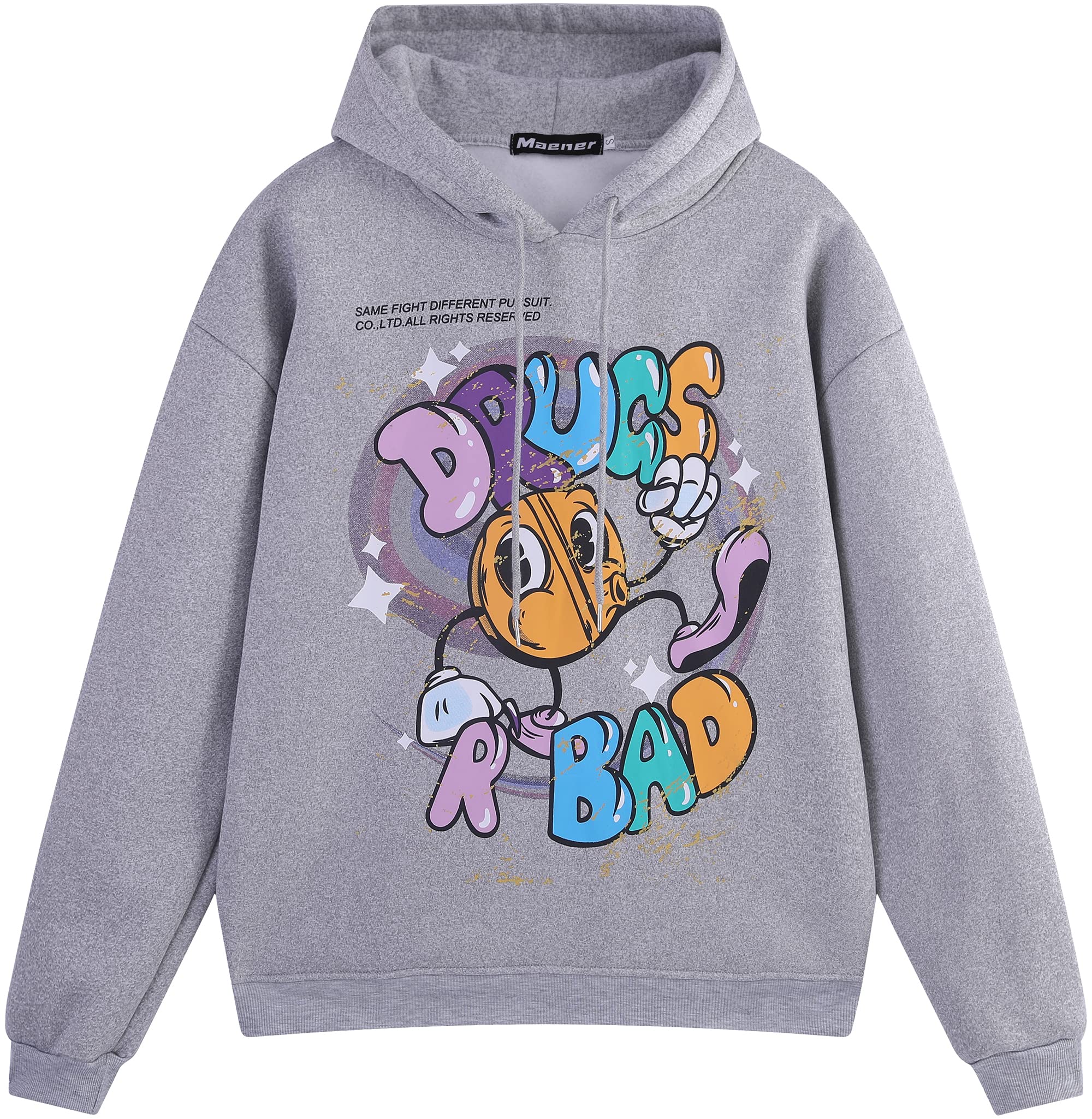 Maener Novelty Hoodie - Funny 'Drugs R Bad' Cartoon Graphic Hooded Pullover for Men & Women | Unisex Streetwear | Perfect for Casual Wear, College Campuses & Anti-Drug Awareness Events