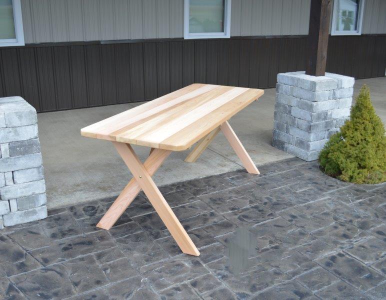 4FT Traditional Outdoor Dining Table with 2 Umbrella Holes - Patio Furniture for Garden, Backyard & Poolside by A&L Furniture | Weather-Resistant Wooden Table for Outdoor Entertaining & Family Gatherings