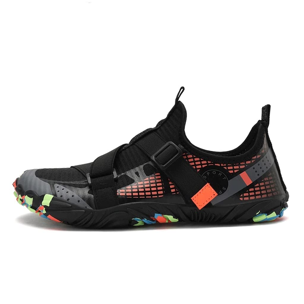 EODNSOFN Quick Dry Water Shoes for Men, Women & Kids - Breathable Barefoot Swim Shoes for Beach, Pool, Hiking & Gym - Sport Sneakers for Swimming, Running & Water Activities (Black, Size 45)
