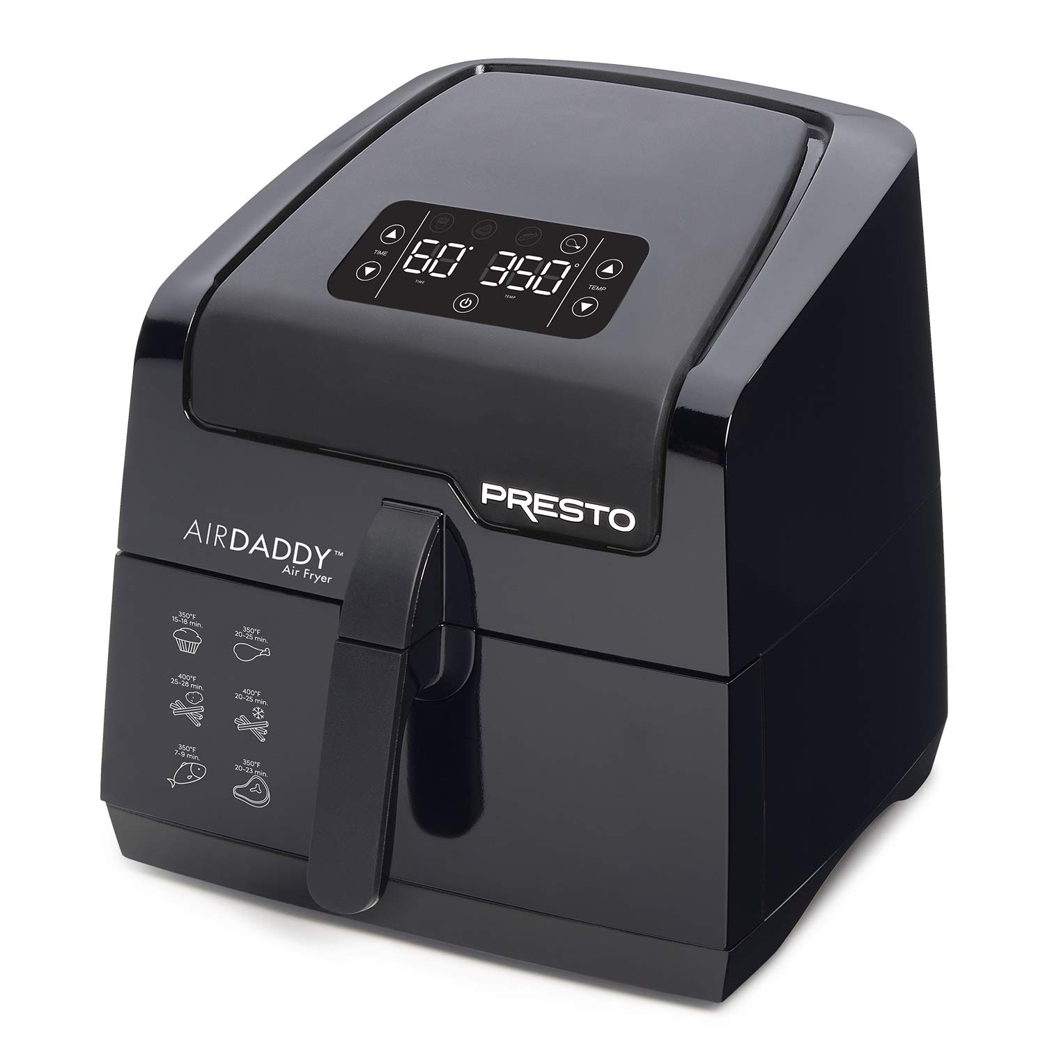 Presto 03422 Digital AirDaddy 4.2-Quart Electric Air Fryer - Healthy Oil-Free Cooking, Black | Perfect for Crispy Fries, Chicken Wings & Family Meals