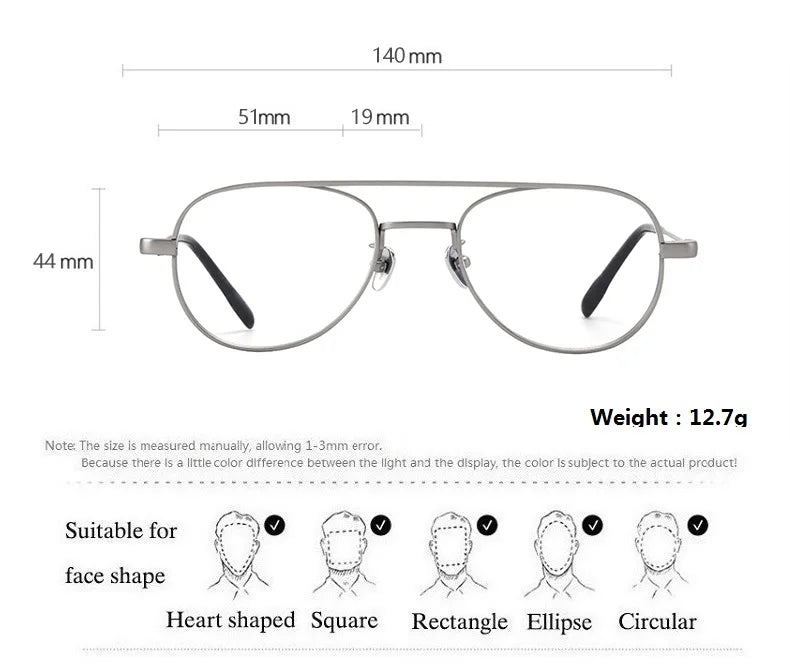 Aimee Unisex Full Rim Oval Double Bridge Titanium Eyeglasses 8040 - Lightweight Durable Frame for Reading, Work & Fashion (Silver/Gold/Black) - Perfect for Office, School & Everyday Wear