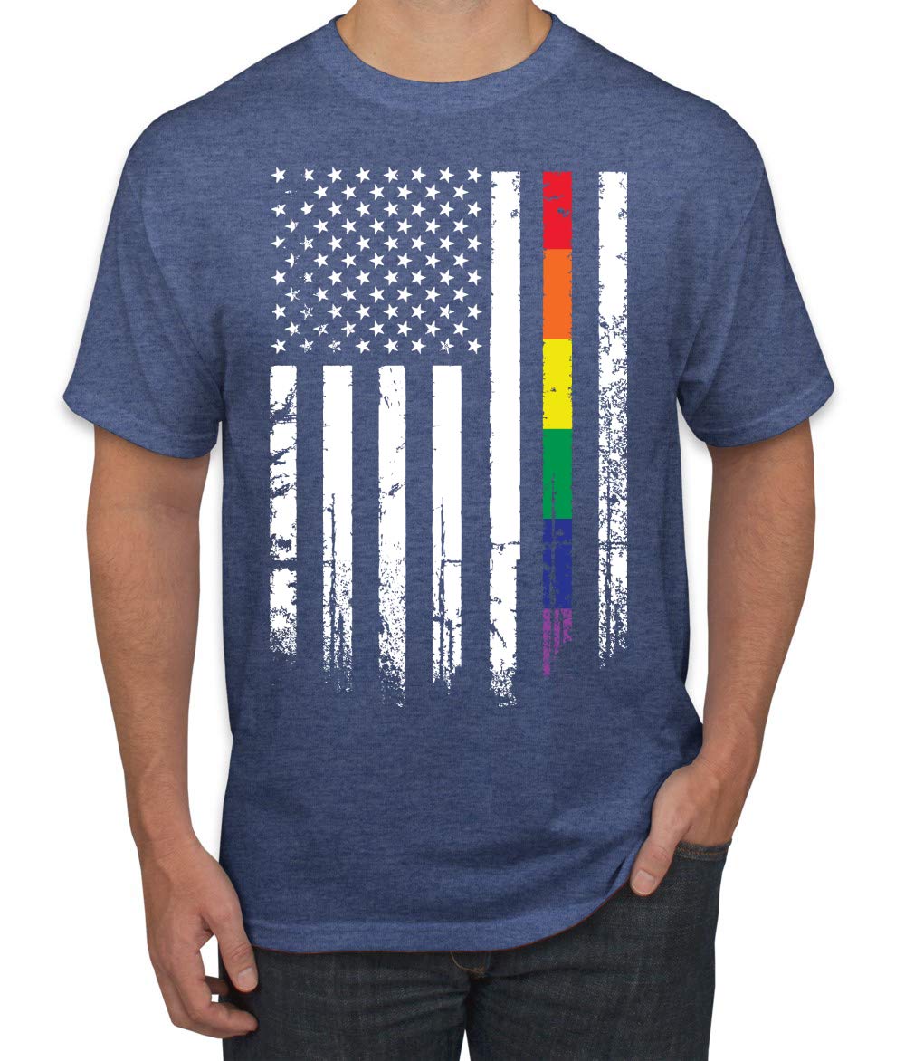 USA Gay Pride Rainbow American Flag LGBT Pride Men's Graphic T-Shirt - Support LGBTQ+ Rights with Stylish Casual Wear for Pride Parades & Everyday Outfits