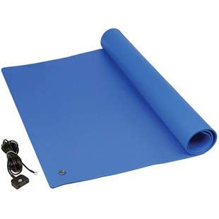 SCS TM2436L3BL-L Anti-Slip Table Mat 24x36 Inches, Blue - Heavy Duty Grounding Cord System for Workbenches & Electronics Workstations | ESD Protection for Sensitive Equipment