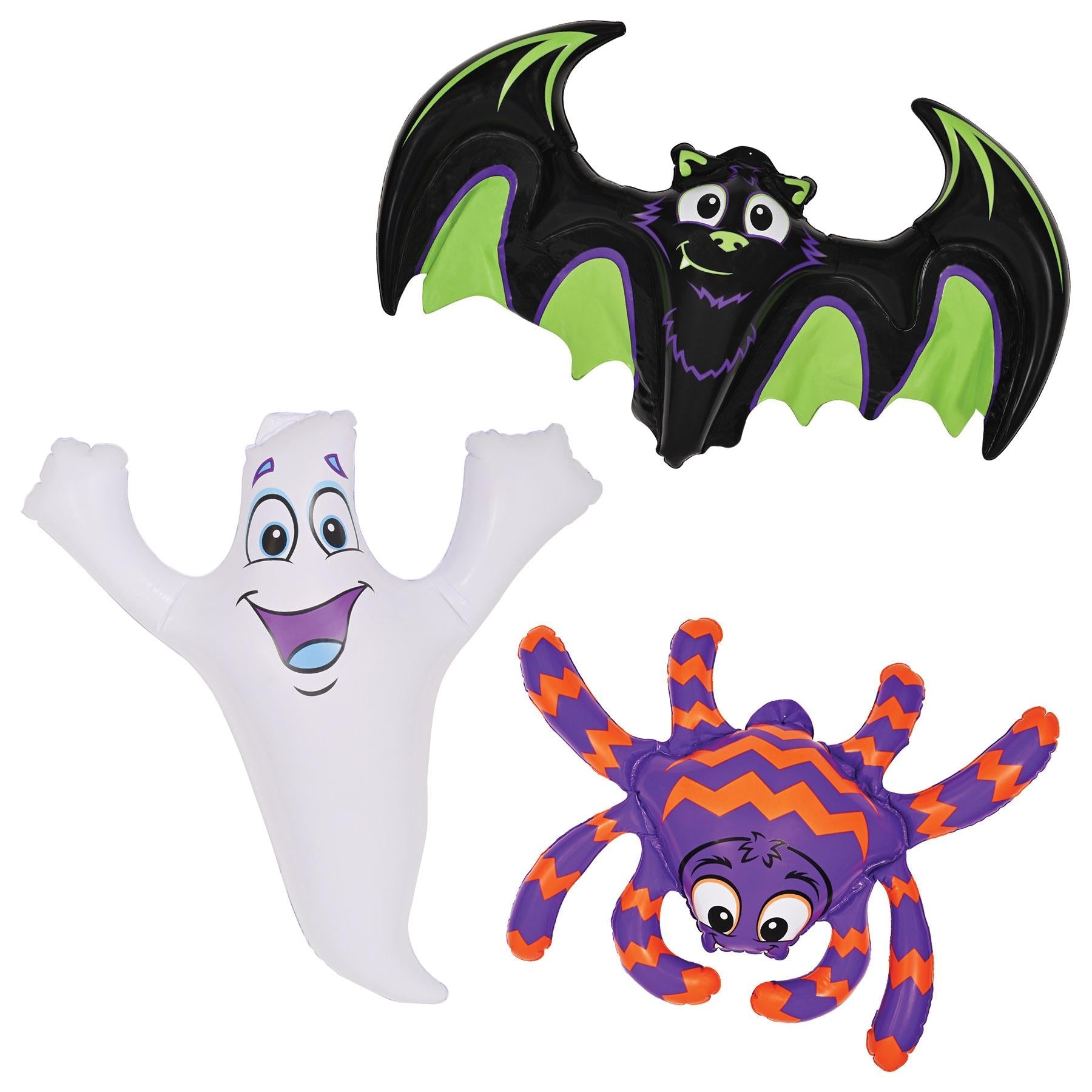 12 Pack Halloween Inflatable Decorations - Bats, Ghosts & Spiders 3 Piece Set for Party, Home & Yard Decor | Scary Outdoor & Indoor Halloween Party Supplies