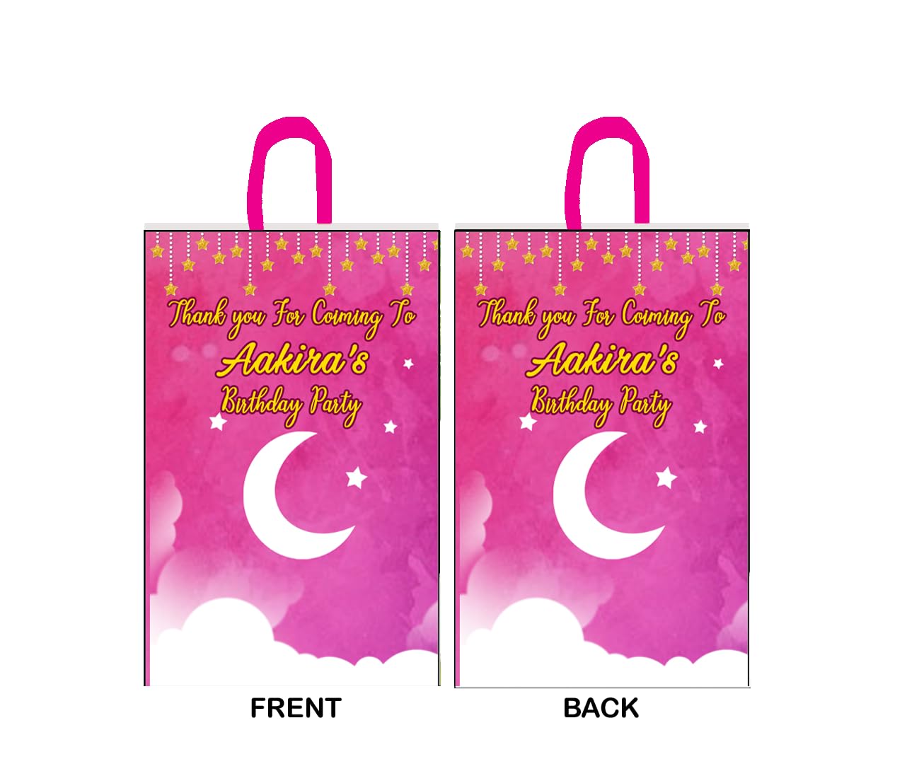 Personalized Twinkle Little Star Pink Theme Birthday Party Decorations - Custom Happy Birthday Gift Bags with Name (Medium Size, 10Pcs, 300GSM Cardstock) - Perfect for Baby Showers, 1st Birthday Parties & Kids Celebrations
