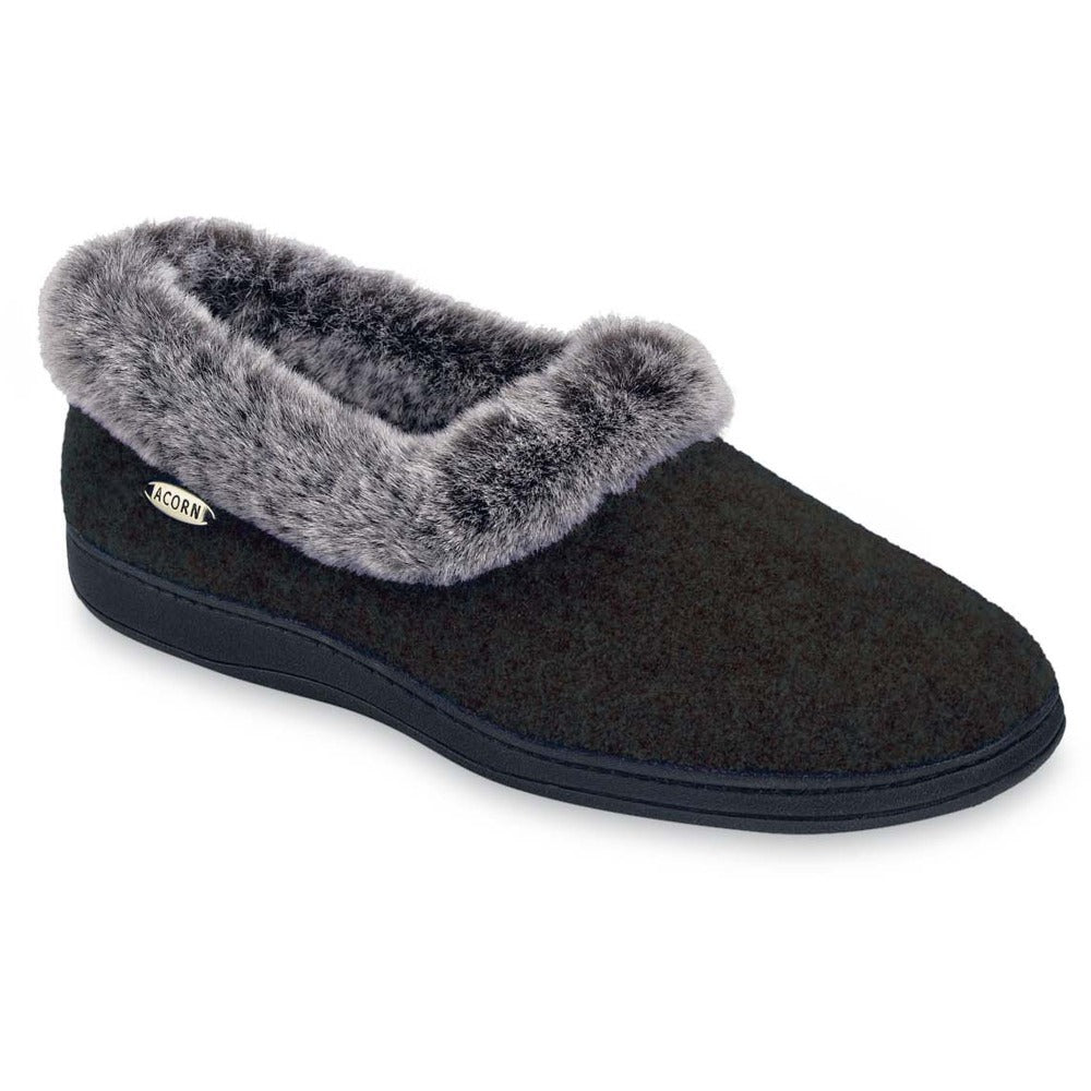 Women's Faux Fur Chinchilla Collar Slippers with Non-Slip Indoor/Outdoor Sole - Cozy House Shoes for Winter, Lounge, and Outdoor Errands