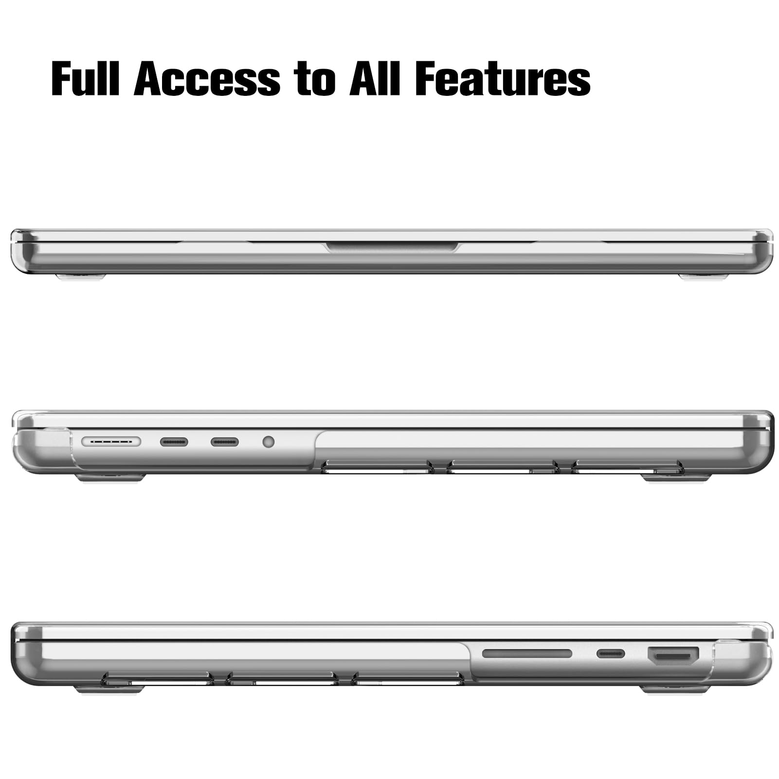 Fintie Crystal Clear Hard Shell Protective Case for MacBook Pro 16 Inch (2021-2024 Models A2485/A2780/A2991/A3186/A3403) - Compatible with M1/M2/M3/M4 Pro/Max Chip - Slim Snap-On Cover for Work, Travel & School