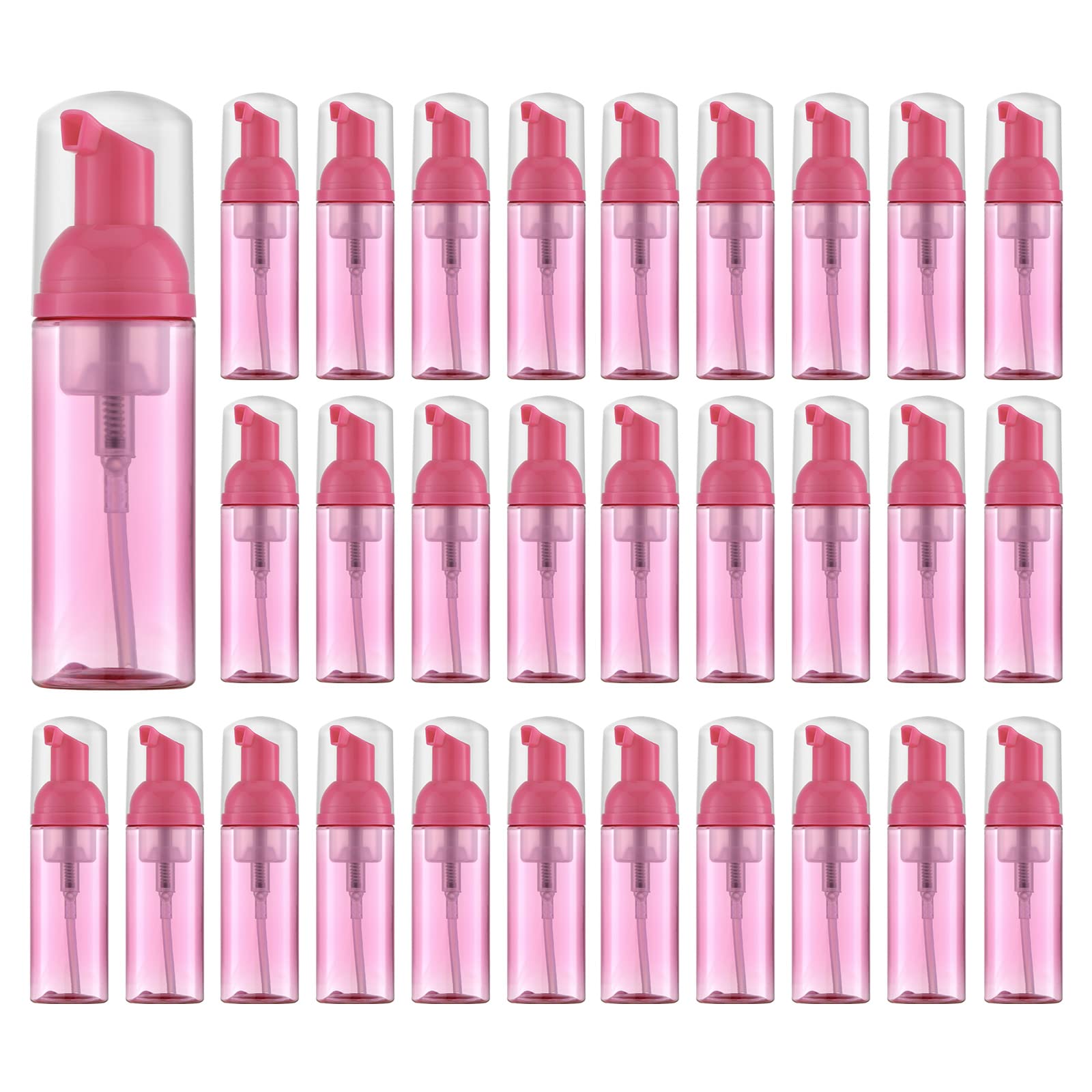 Tekson 30PCS Empty 2 oz Travel Foam Soap Bottles - Refillable Foaming Lash Shampoo & Cleanser Dispensers (Red) | Perfect for Travel, Salon, Home & DIY Beauty Products