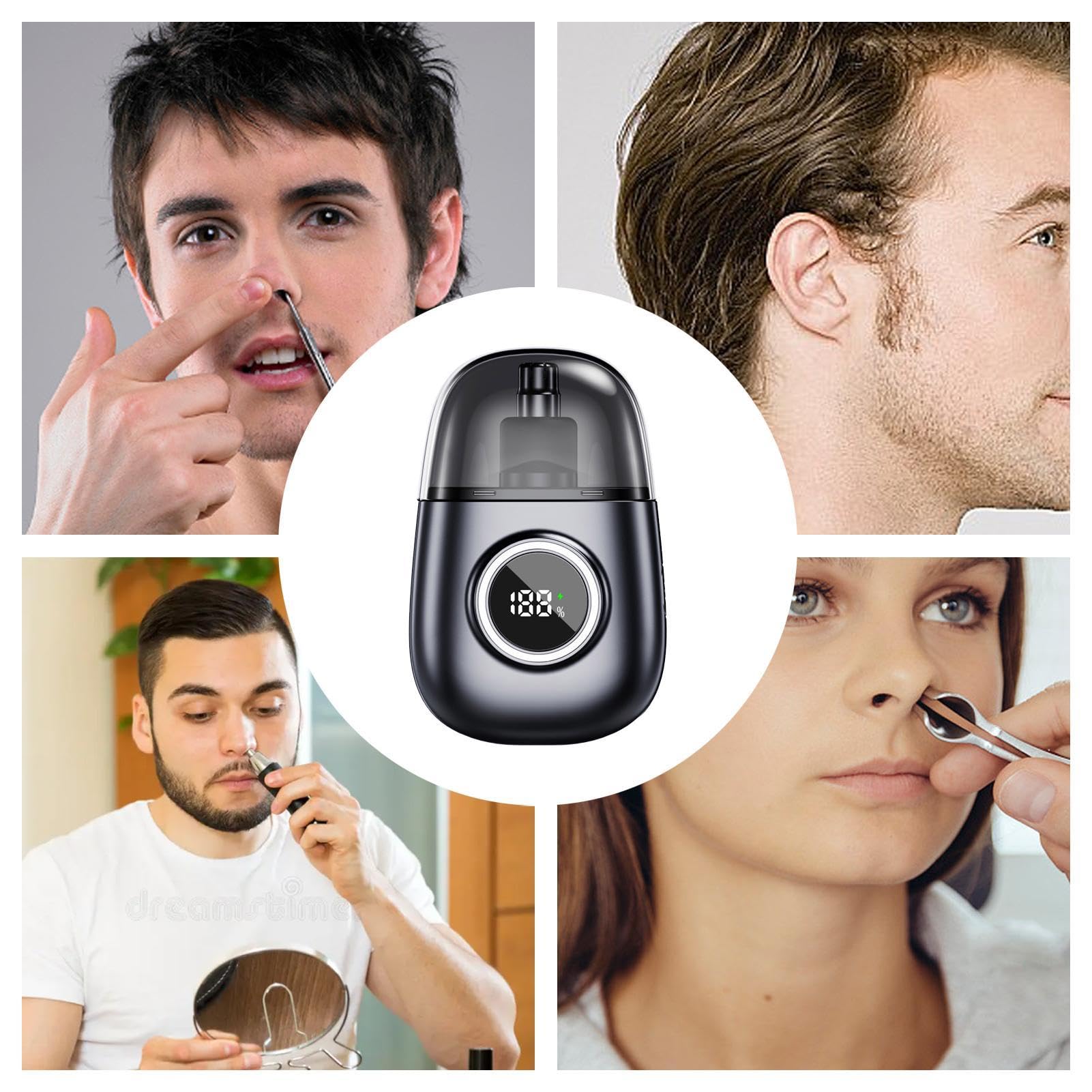 Rechargeable Electric Nose Hair Trimmer for Men - Waterproof & Cordless Nasal Hair Removal Tool with Dual Blades - Perfect for Travel, Gym, and Home Grooming