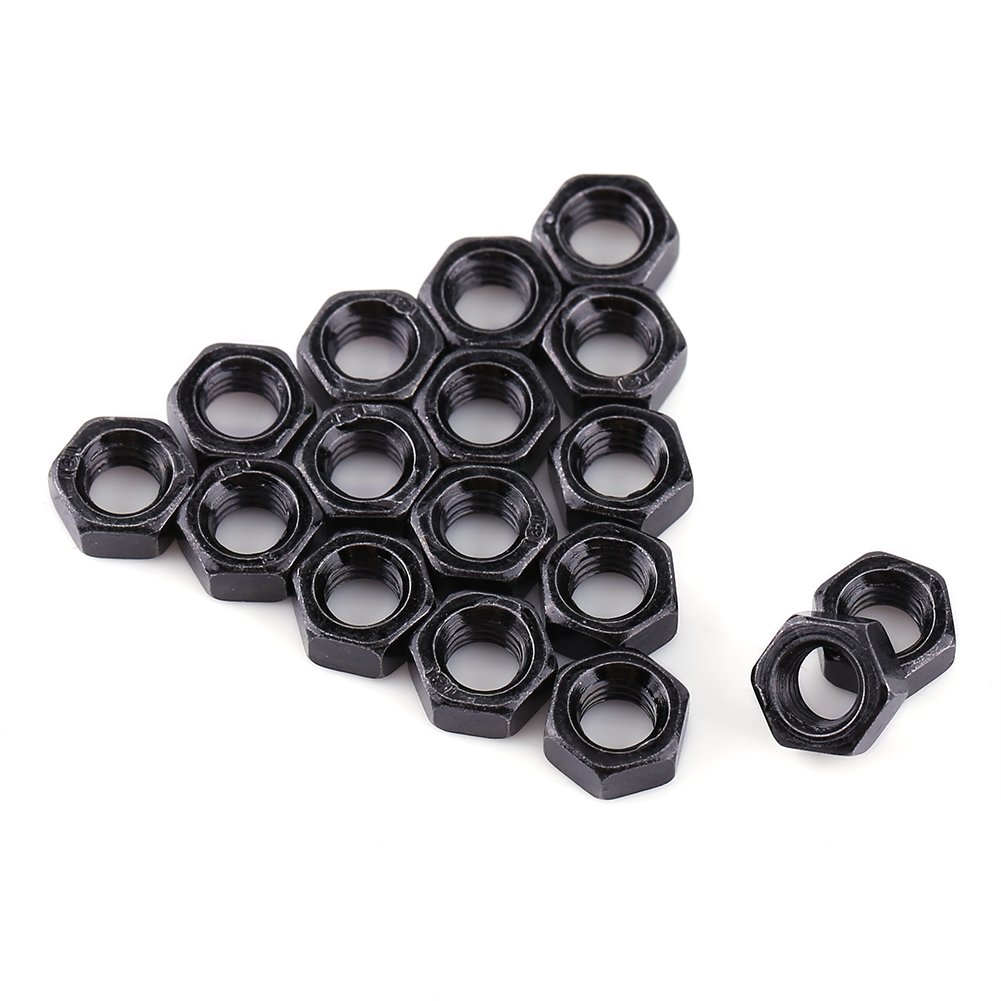 100Pcs Black Zinc Plated Hex Nuts Assortment Kit - M2 to M5 Carbon Steel Metric Thread Fasteners for DIY, Furniture & Automotive Repair (Includes Storage Box)