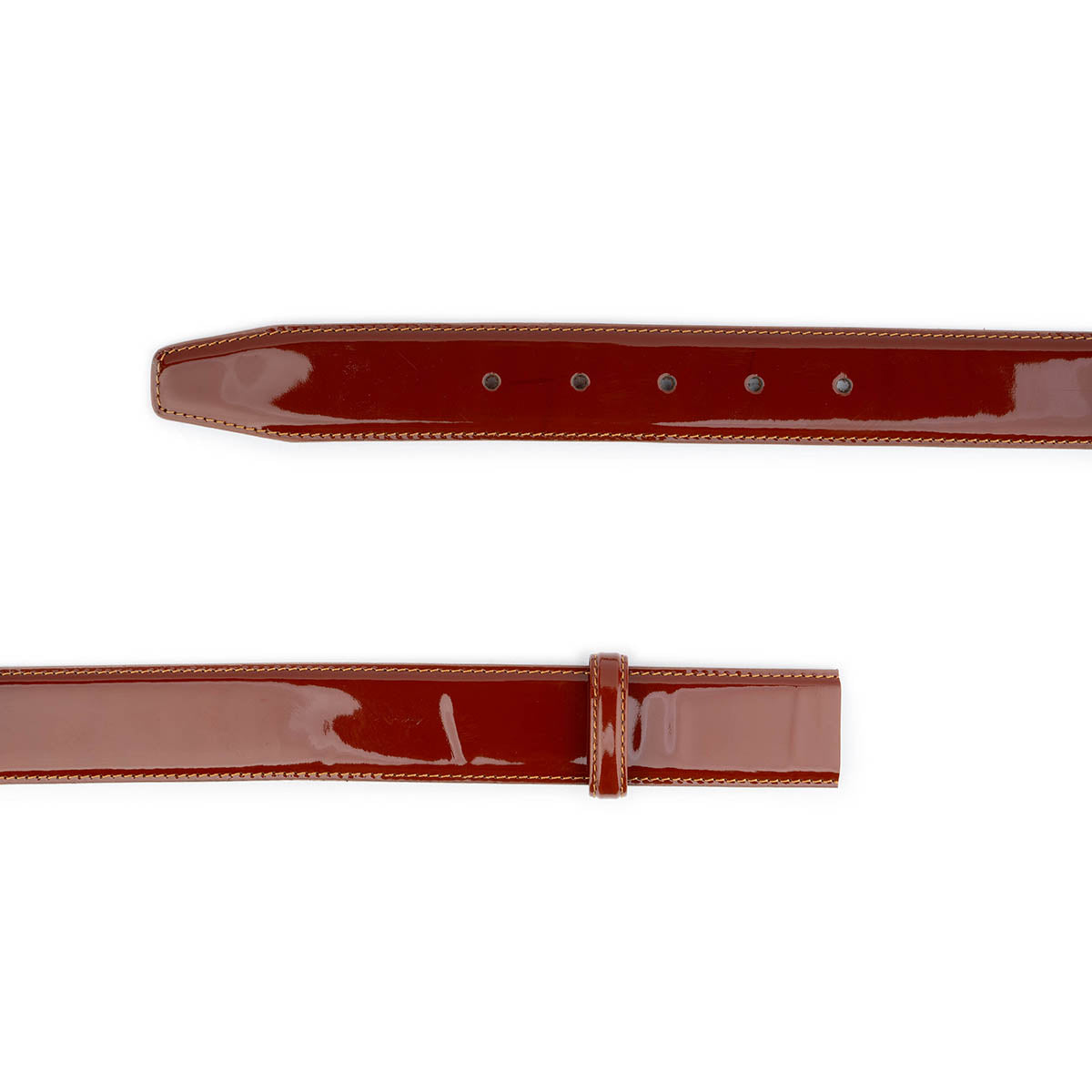 Ferragamo Men's Brown Patent Leather Belt Strap Replacement - Premium Genuine Leather Dress Belt for Business & Formal Occasions