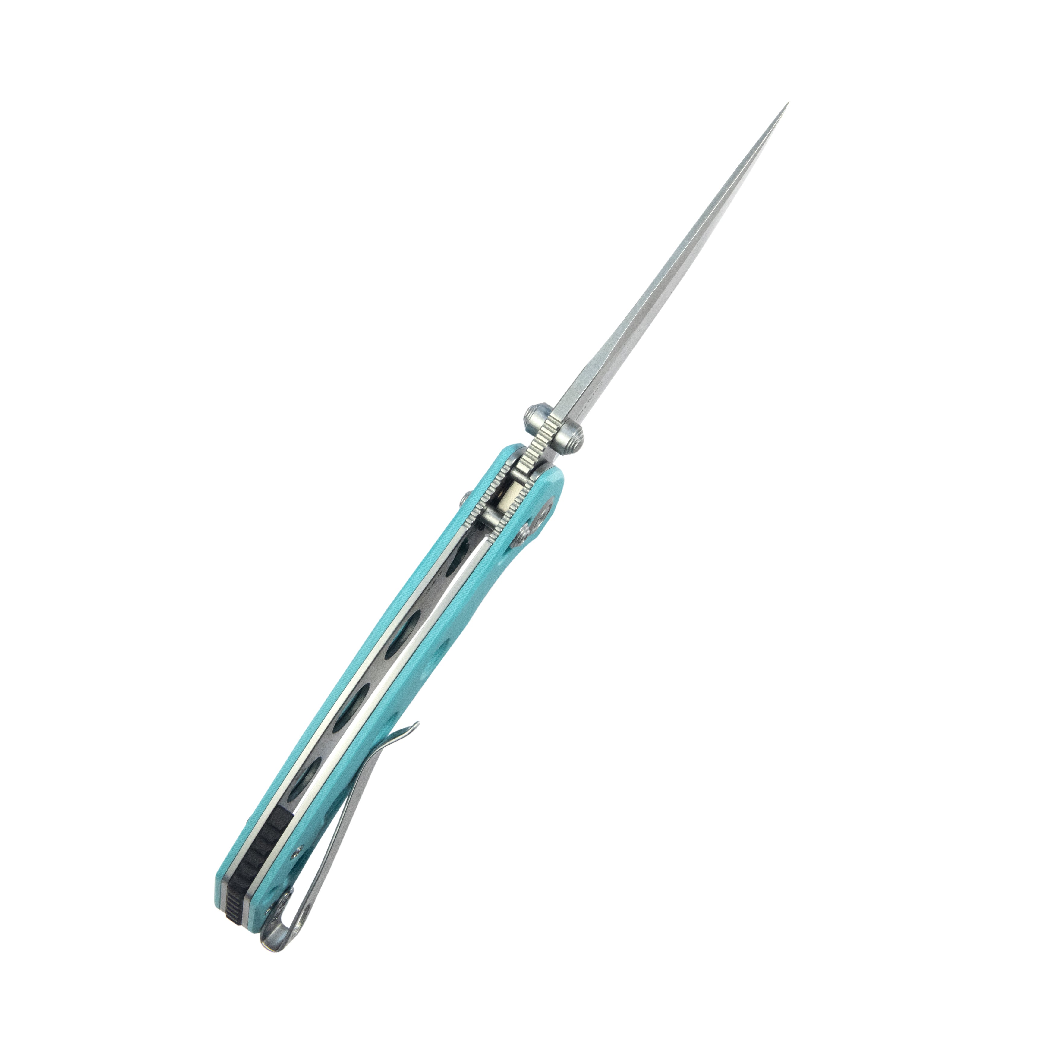 Kubey KU172C Hound Crossbar Lock Folding Pocket Knife - Tiffany Blue G10 Handle, 3.43