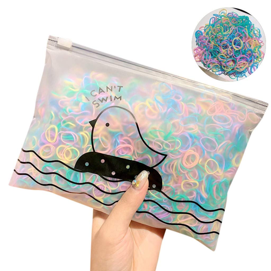 1000PCS Disposable Rubber Hair Bands - Soft Mini Elastic Hair Ties for Girls, Braids & Ponytails - Perfect for School, Sports & Daily Hairstyling