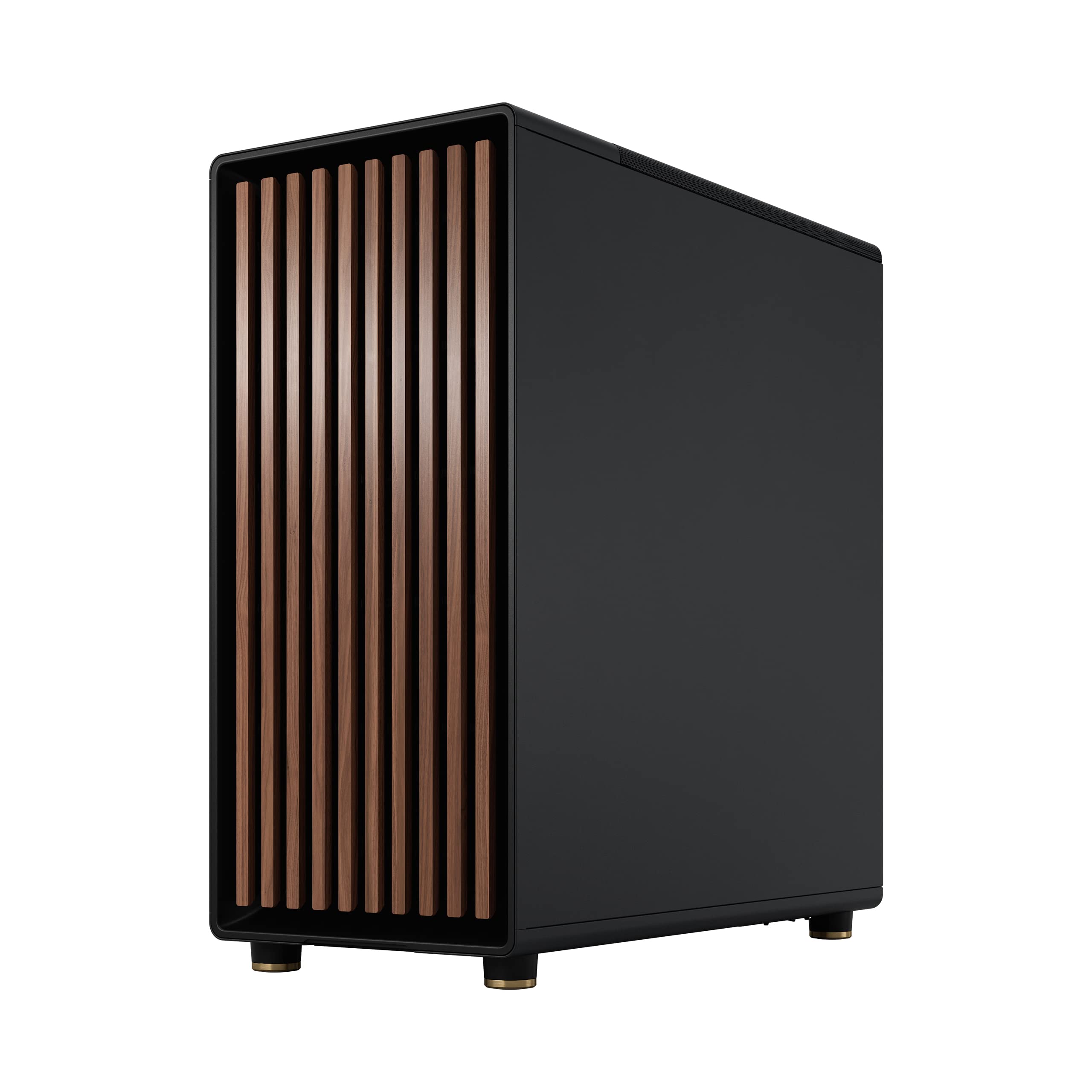 Fractal Design North ATX Mid Tower PC Case - Genuine Walnut Wood Front Panel, Mesh Side Panels, 2x140mm PWM Fans, USB-C - Premium Airflow Gaming Case (Charcoal Black) - Perfect for High-Performance Gaming PCs and Workstation Builds